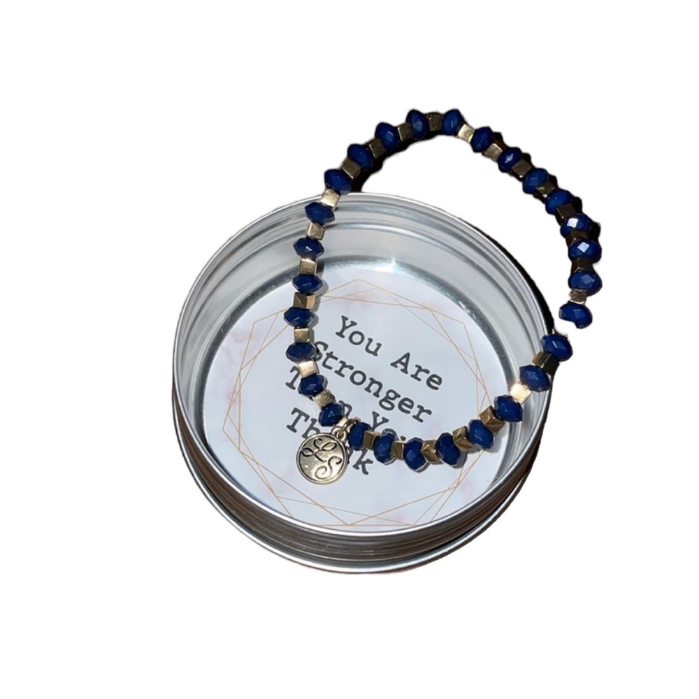 •LILY SKY DESIGNS•NIB NAVY/GOLD BRACELET WITH ENCOURAGEMENT CARD AND BOX